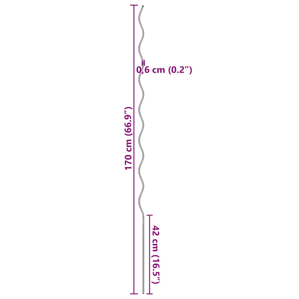 20 pcs Spiral Plant Supports 170 cm Galvanised Steel