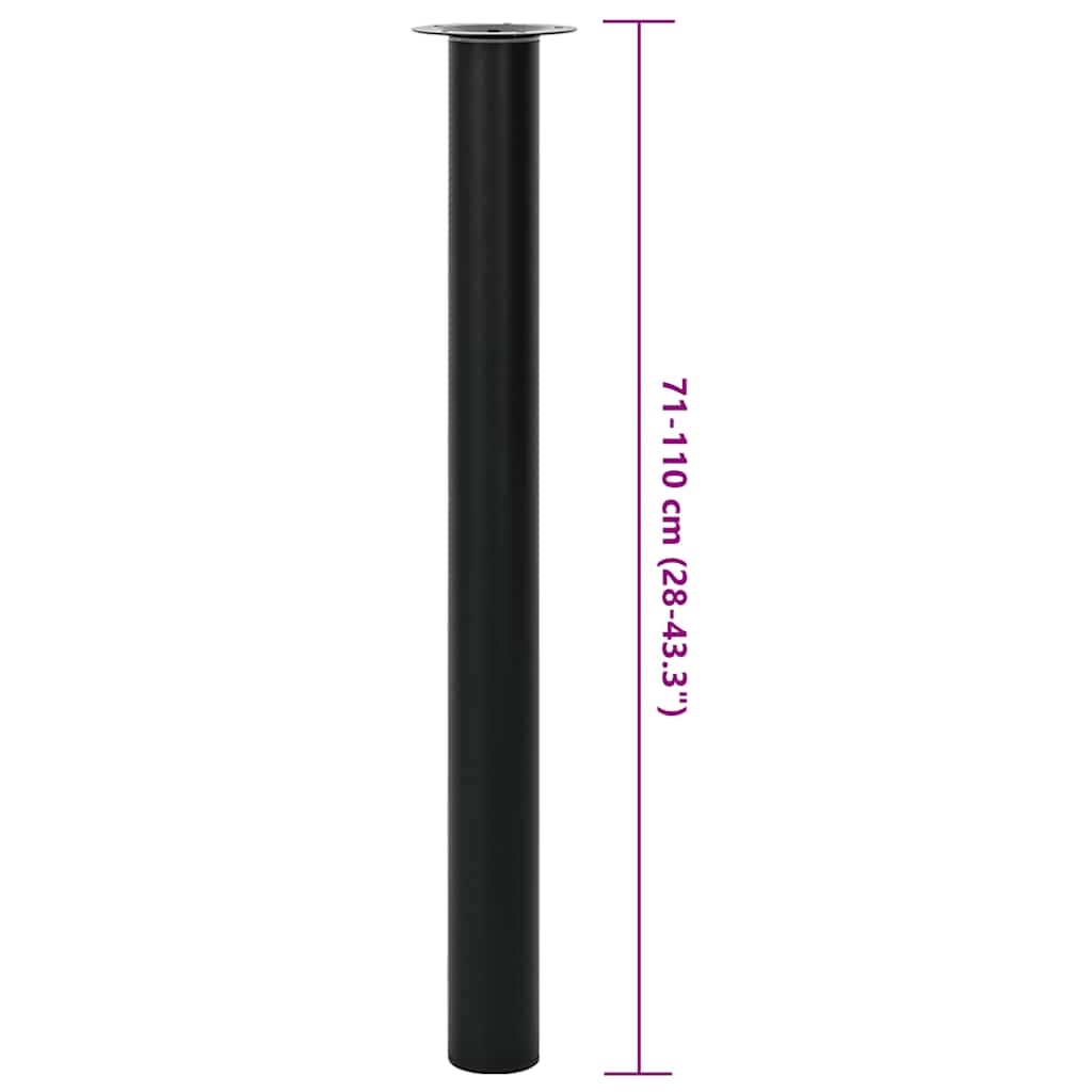 2 Telescopic Table Legs Black 710 mm-1100 mm