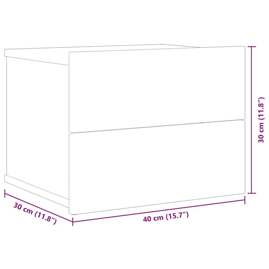 Bedside Cabinets 2 pcs Concrete Grey 40x30x30 cm Engineered Wood