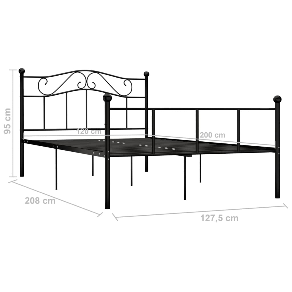 284525 vidaXL Bed Frame without Mattress Black Metal 120x200 cm