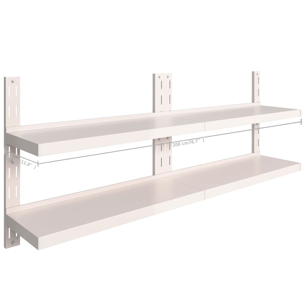 2-Tier Floating Wall Shelves 2 pcs Stainless Steel 200x30 cm