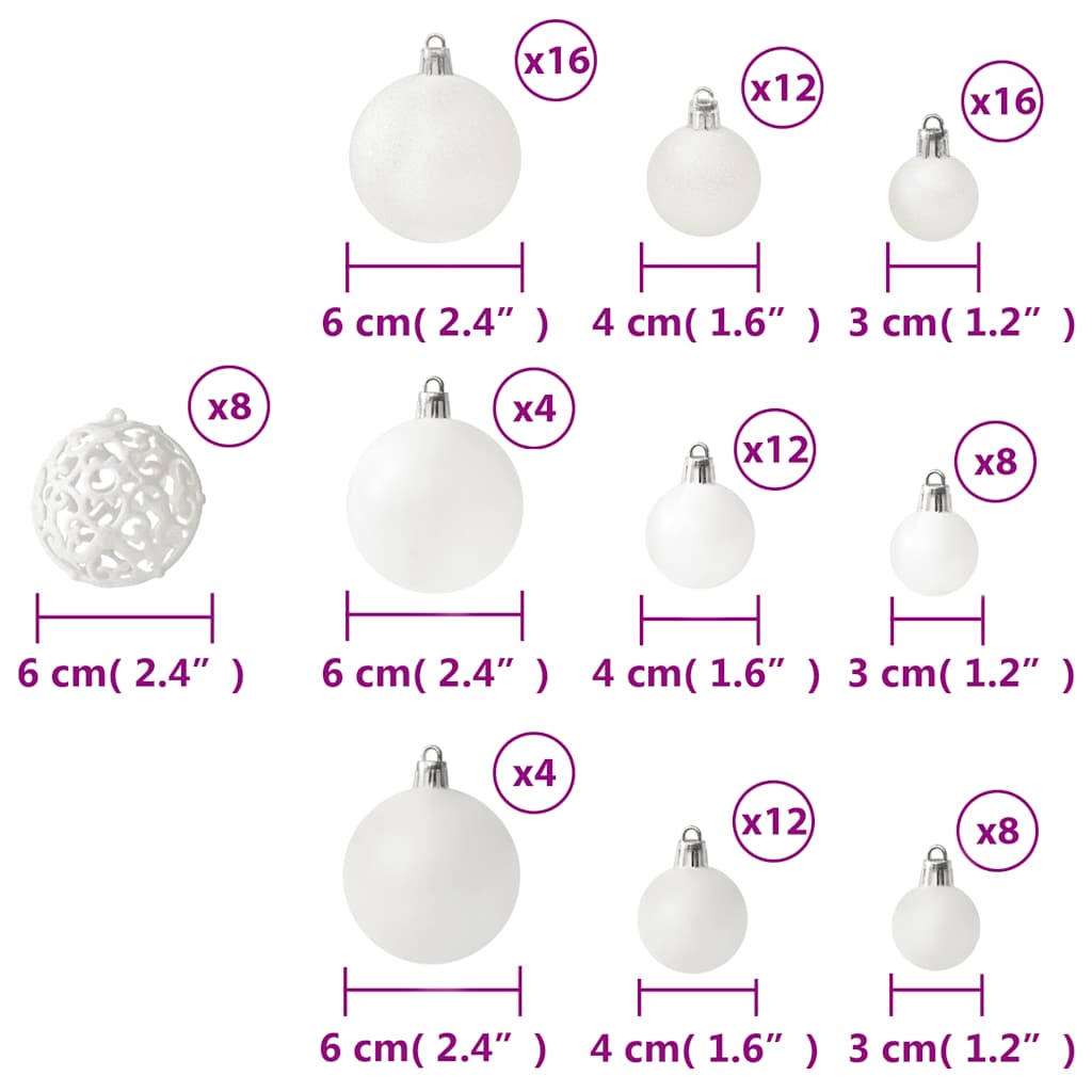 100 Piece Christmas Ball Set White