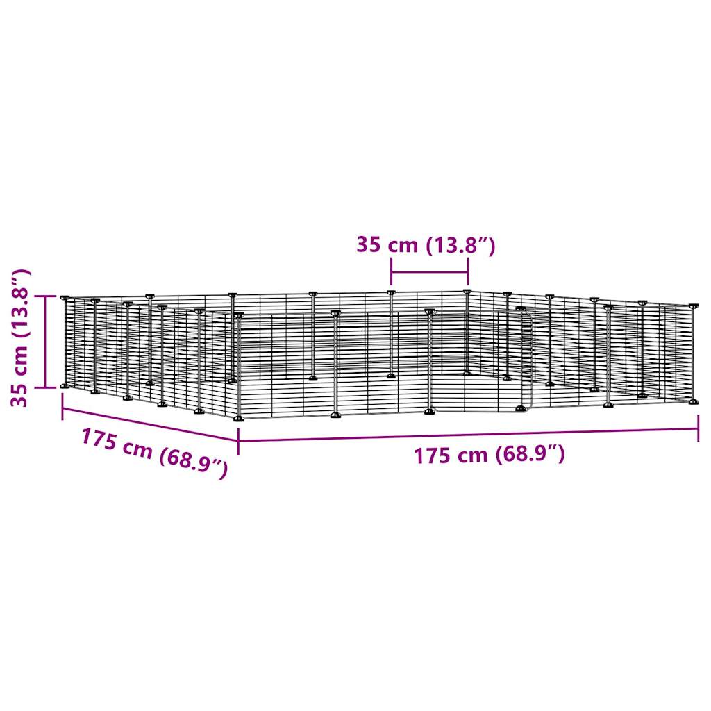 20-Panel Pet Cage with Door Black 35x35 cm Steel