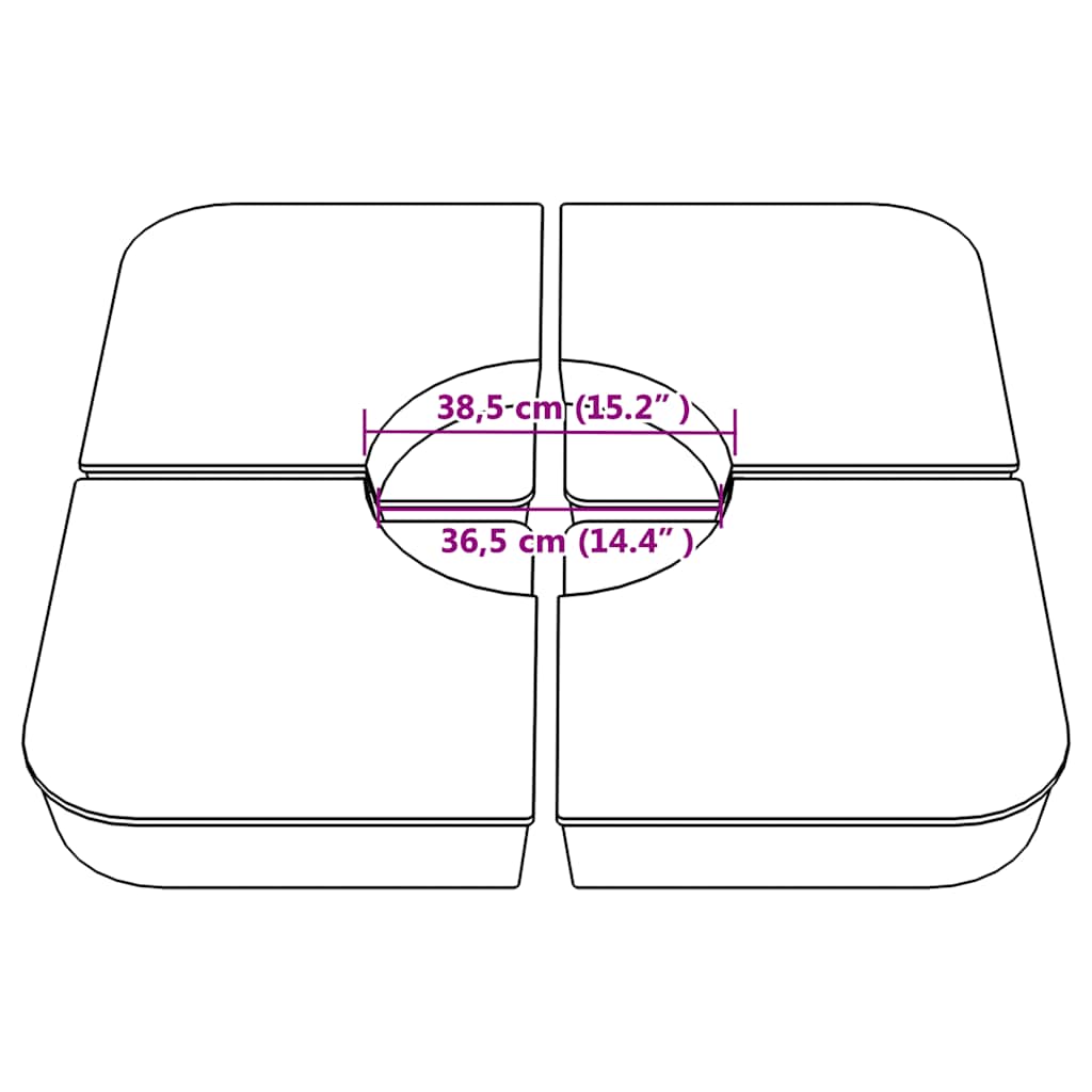 4 Piece Parasol Base Set for Cross Stand Parasol 100 kg PP