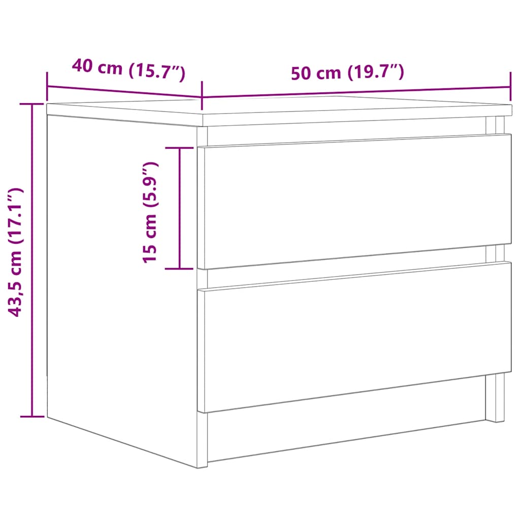 Bedside Cabinets 2 pcs Artisan Oak 50x40x43.5 cm Engineered Wood
