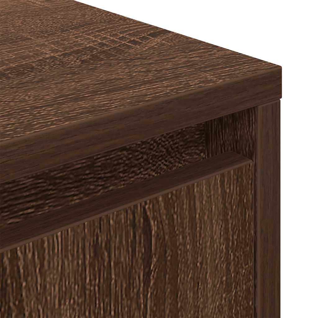 Bedside Cabinet with LED Lights Brown Oak 38x34x50 cm