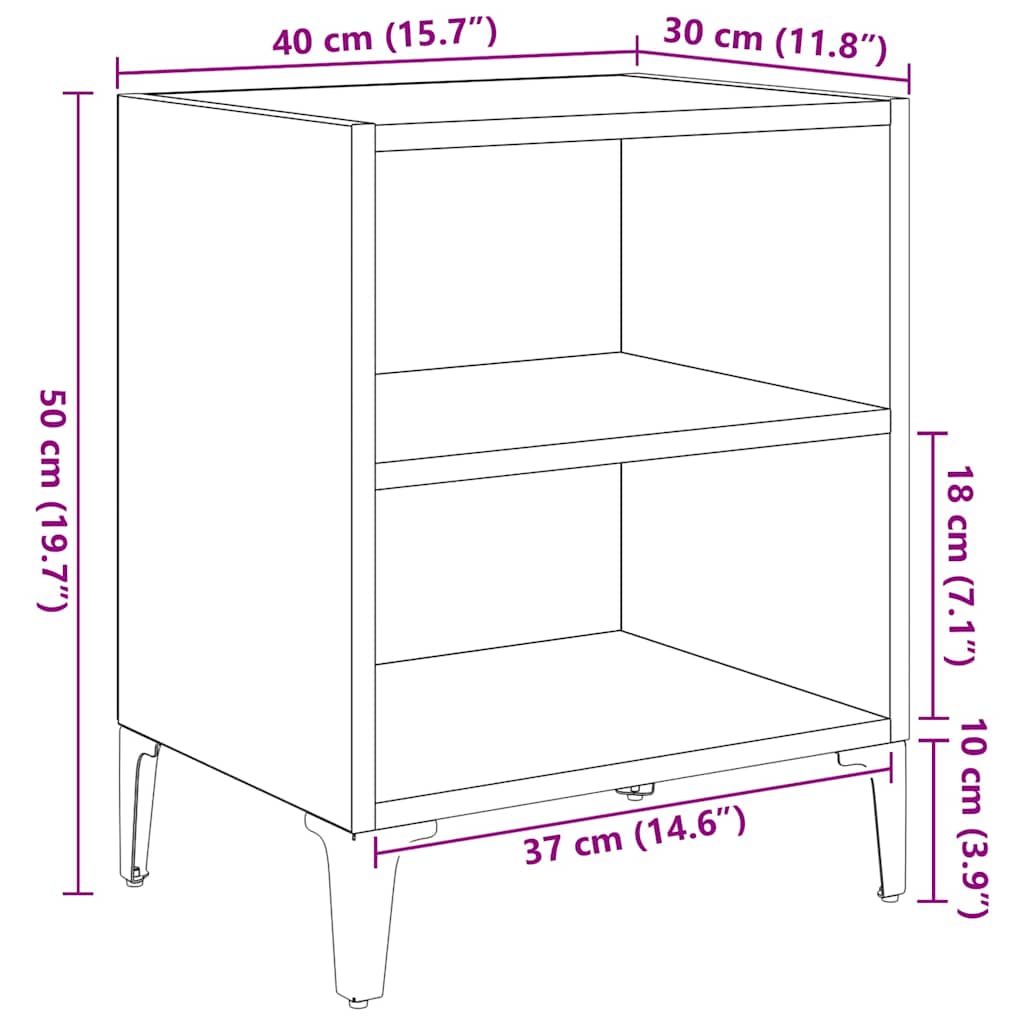 Bedside Cabinet Old Wood 40 x 30 x 50 cm Engineered Wood
