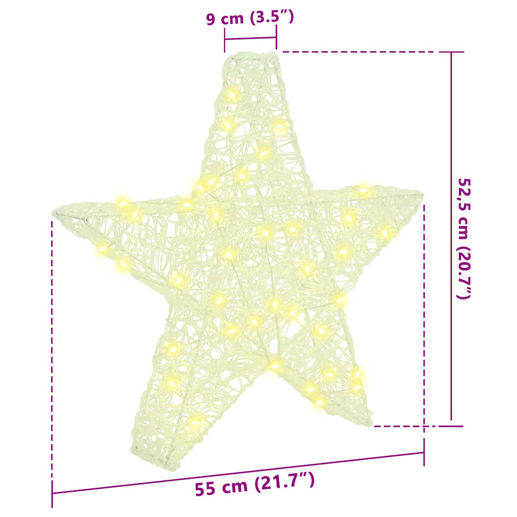 3D Star with 50 LEDs Warm white 55 x 53.5 x 10 cm Acrylic
