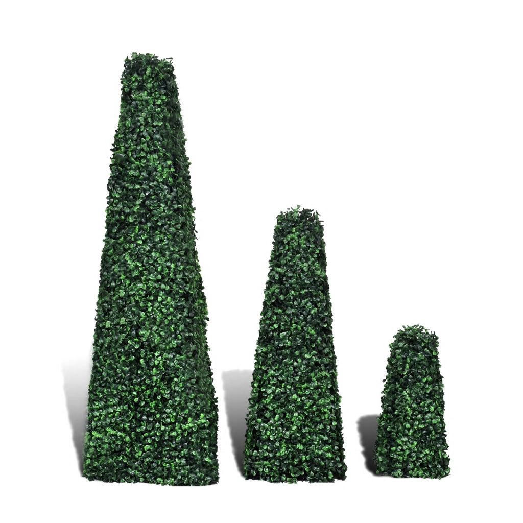 Charming Set of 3 Artificial Boxwood Topiary - Perfect Indoor & Outdoor Decor!