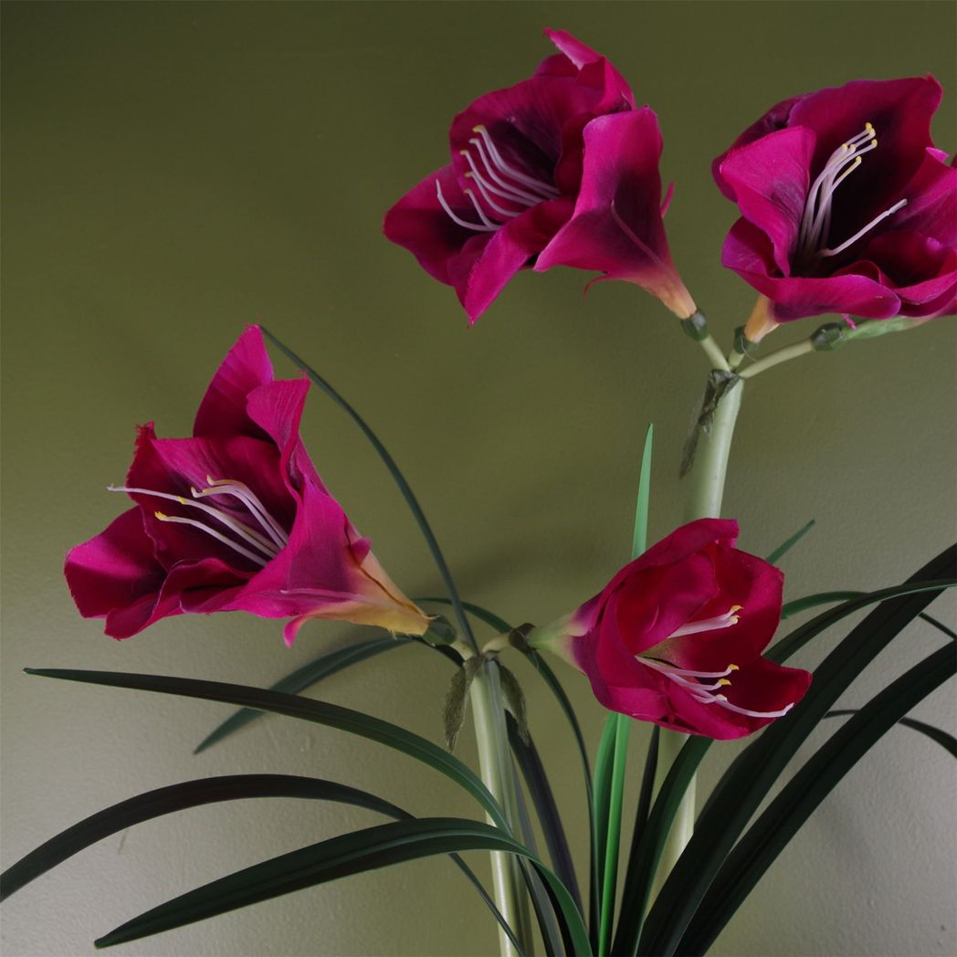 Stunning Pink Amaryllis Artificial Flowering Plant - Indoor Elegance Awaits!