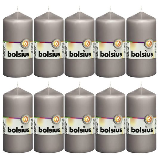 Bolsius Pillar Candles 10 pcs 120x58 mm Warm Grey