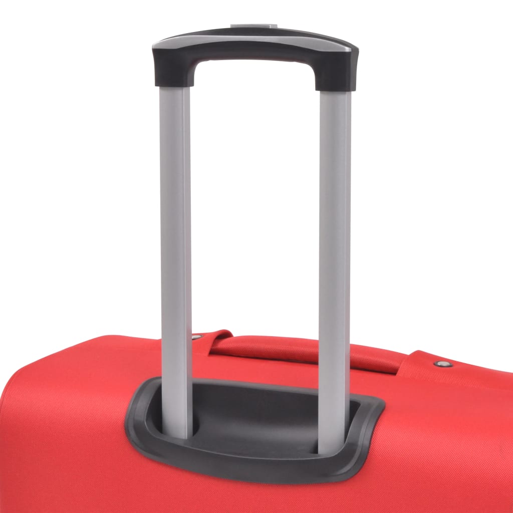 3 Piece Soft Case Trolley Set Red