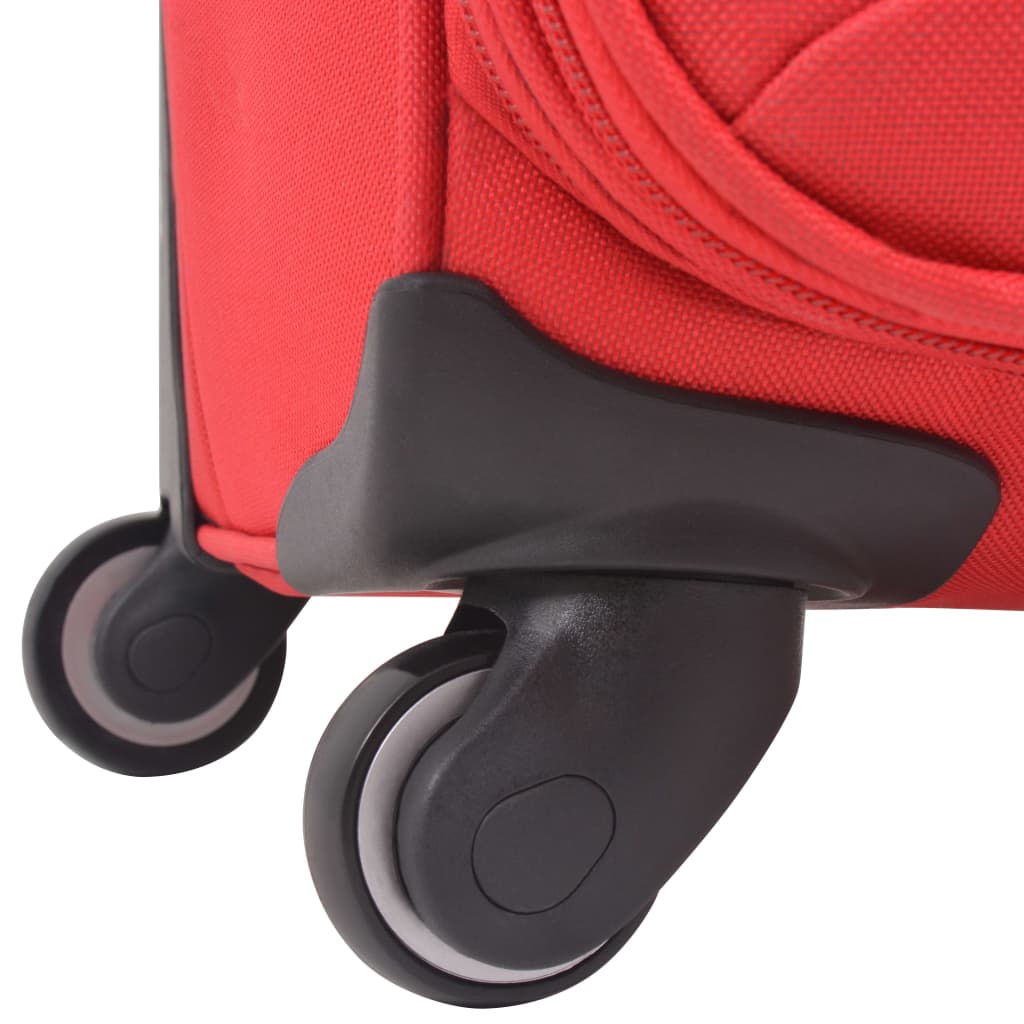 3 Piece Soft Case Trolley Set Red