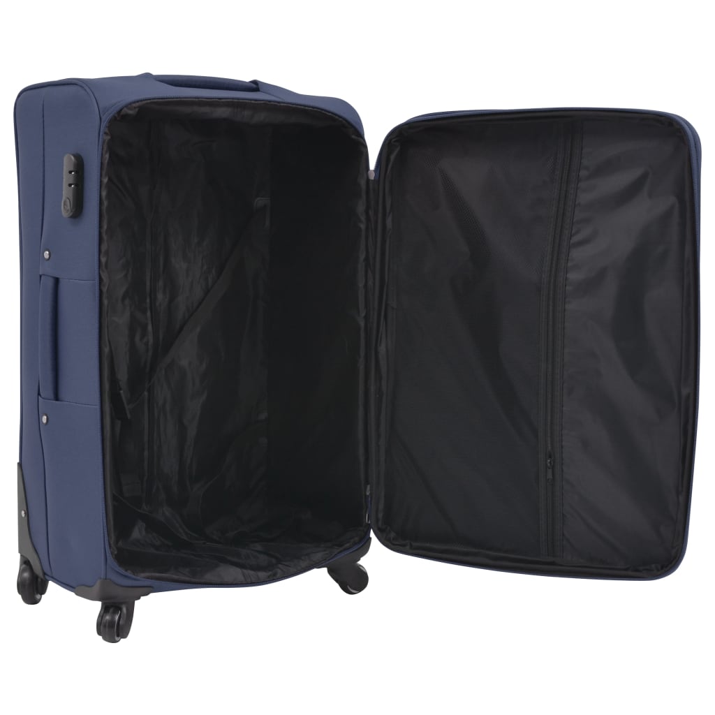 3 Piece Soft Case Trolley Set Navy Blue