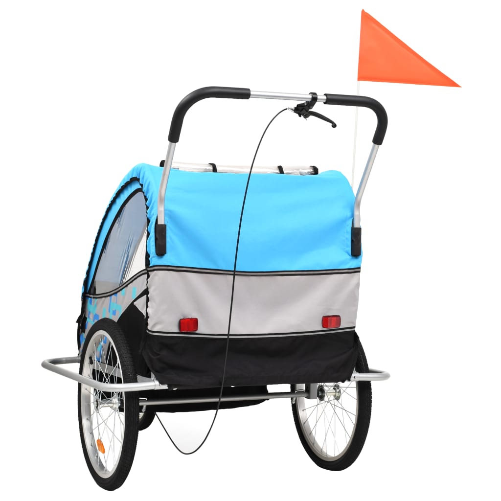 2-in-1 Bike Trailer & Stroller Blue and Grey