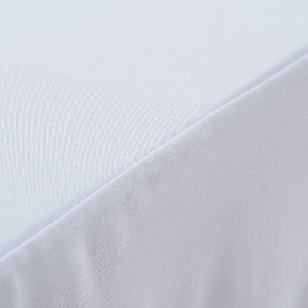 2 pcs Stretch Table Covers with Skirt 243x76x74 cm White