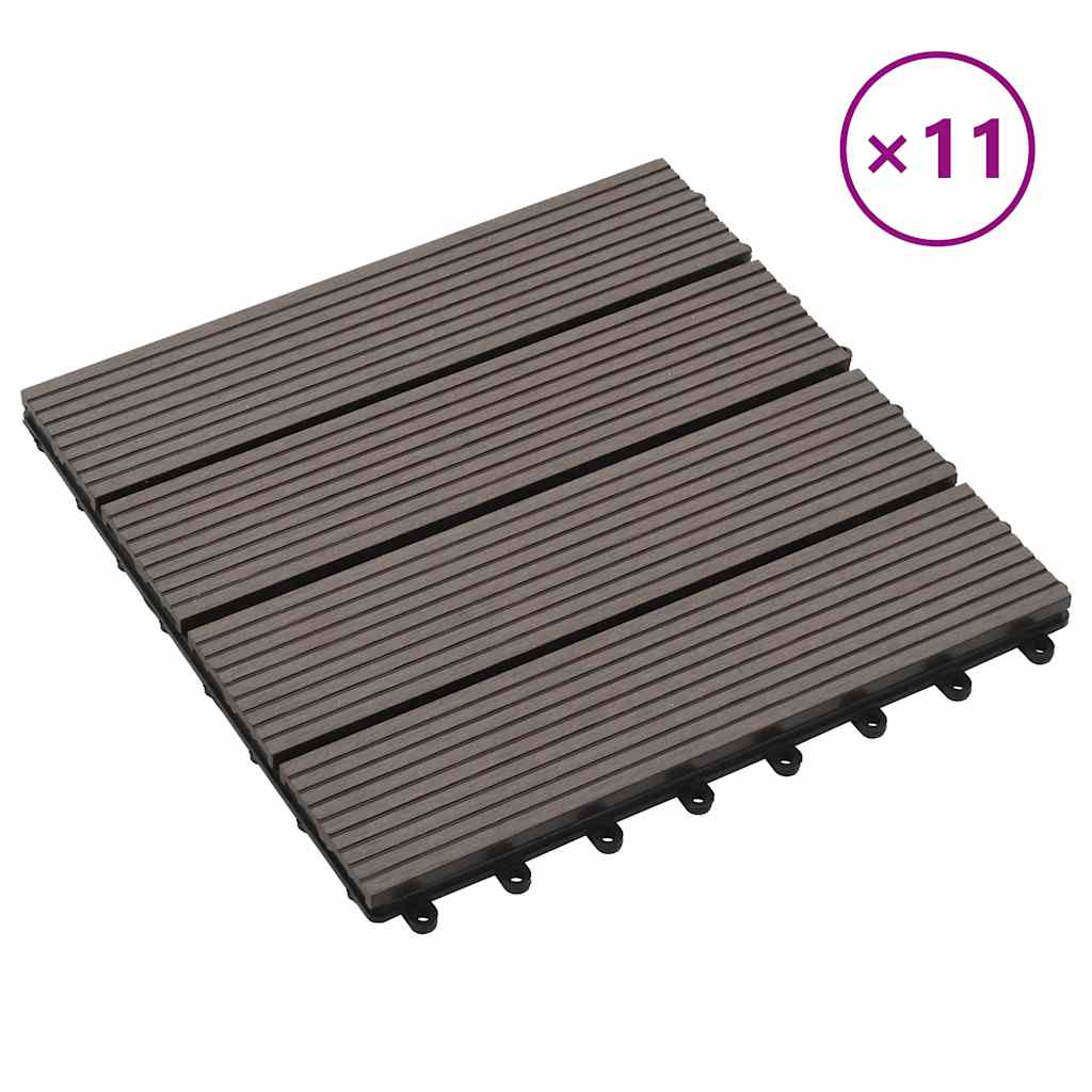 11 pcs Decking Tiles WPC 30x30 cm 1 sqm Dark Brown