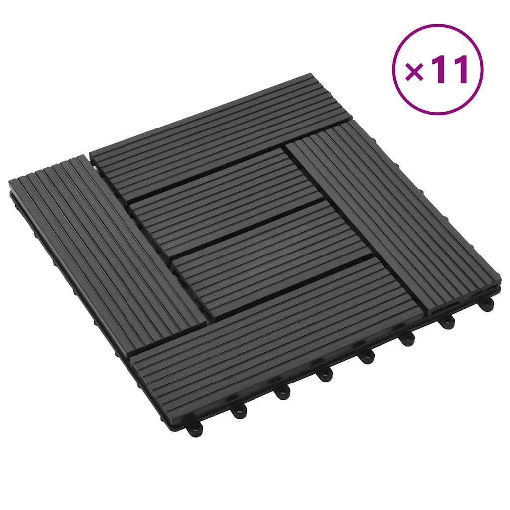 11 pcs Decking Tiles WPC 30x30 cm 1 sqm Black