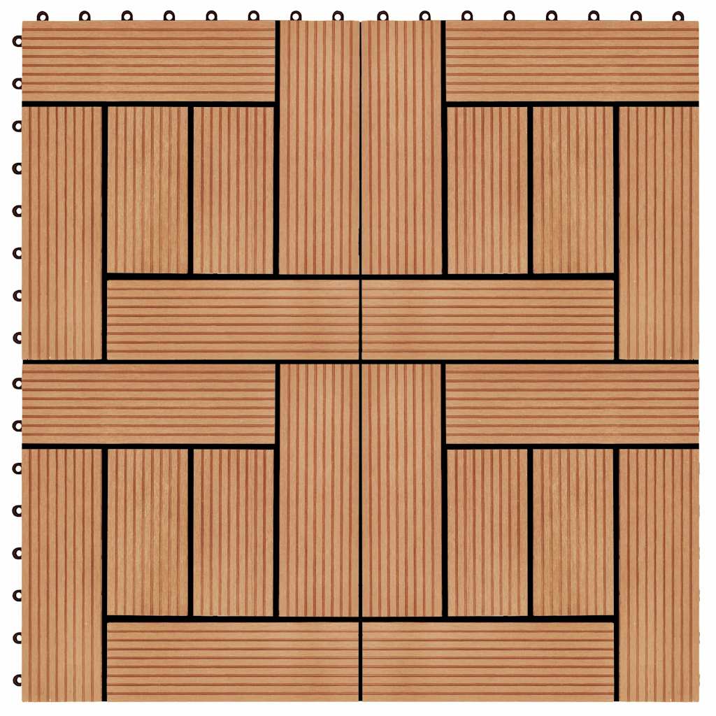 11 pcs Decking Tiles WPC 30x30 cm 1 sqm Teak Colour