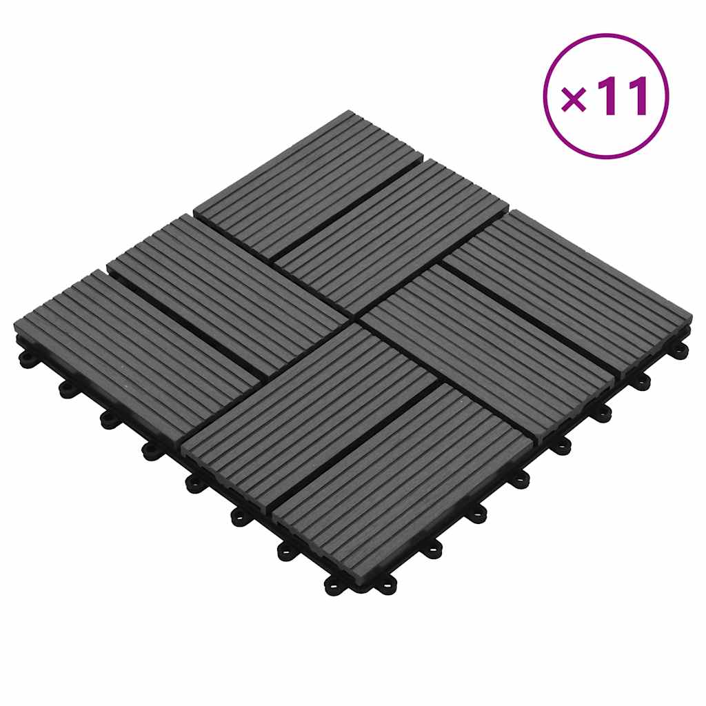 11 pcs Decking Tiles WPC 30x30 cm 1 sqm Grey