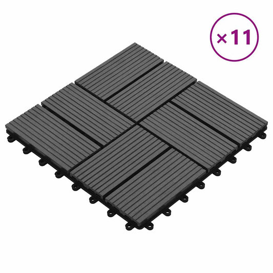 11 pcs Decking Tiles WPC 30x30 cm 1 sqm Grey