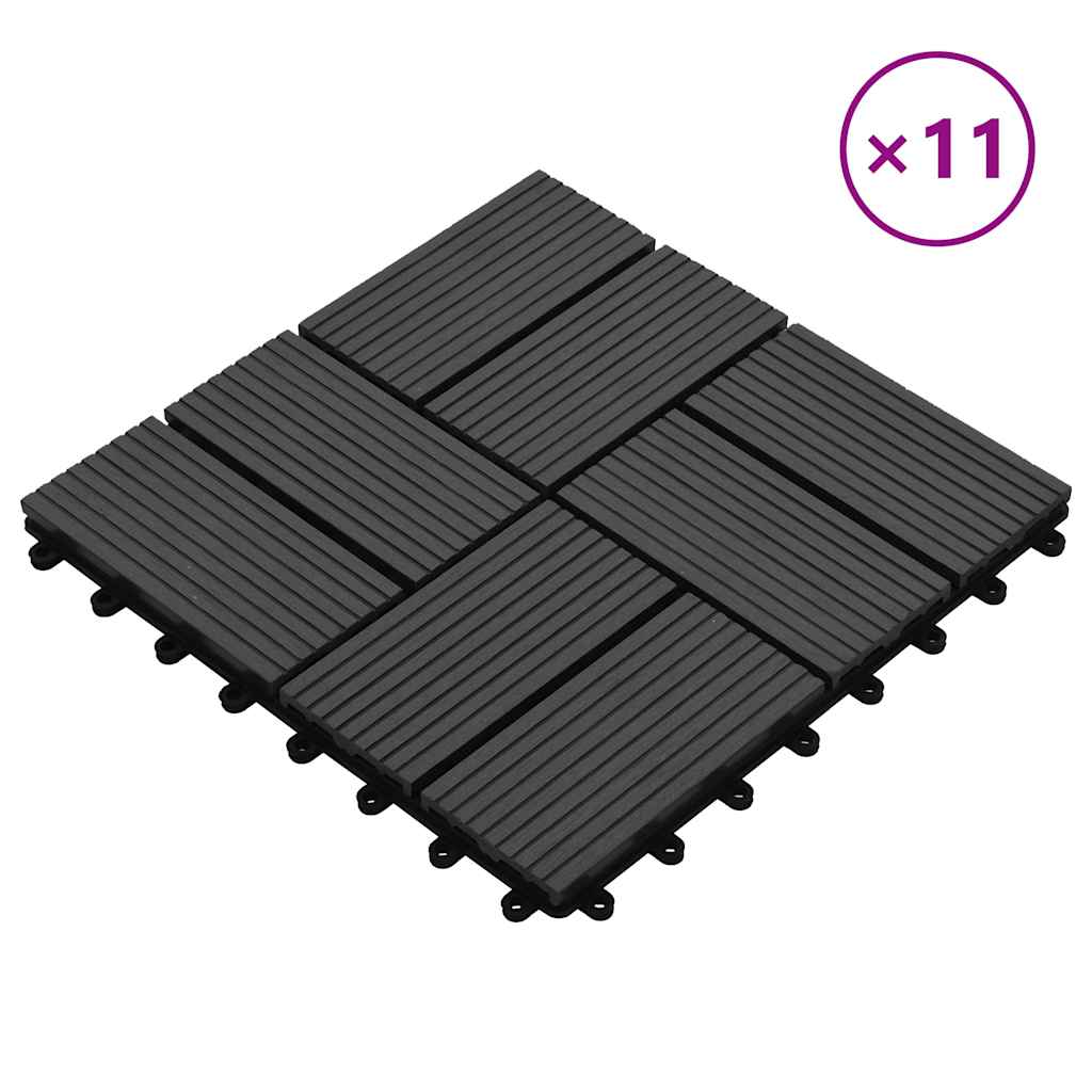 11 pcs Decking Tiles WPC 30x30 cm 1 sqm Black