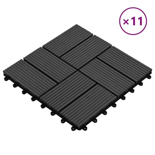 11 pcs Decking Tiles WPC 30x30 cm 1 sqm Black