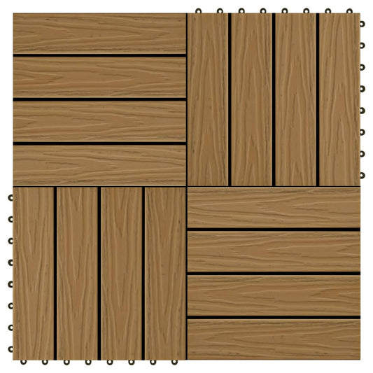 11 pcs Decking Tiles Deep Embossed WPC 30x30 cm 1 sqm Teak Colour