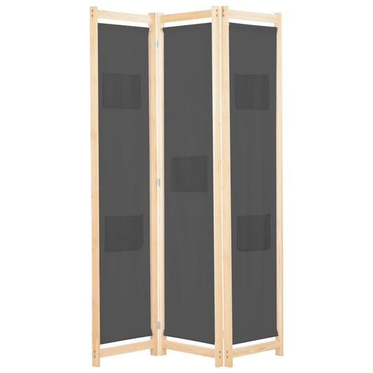3-Panel Room Divider Grey 120x170x4 cm Fabric