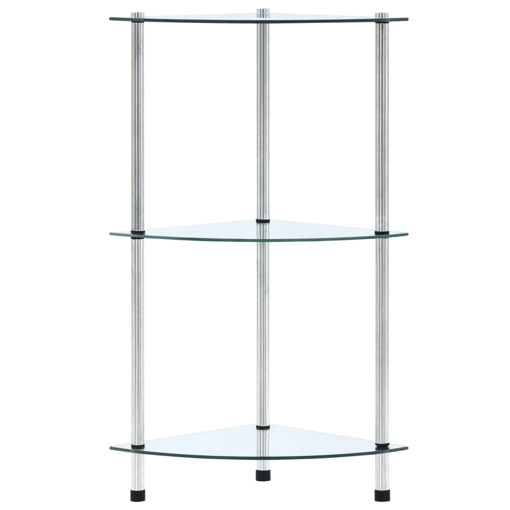 3-Tier Shelf Transparent 30x30x67 cm Tempered Glass