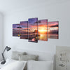 Canvas Wall Print Set Beach with Pavilion 200 x 100 cm