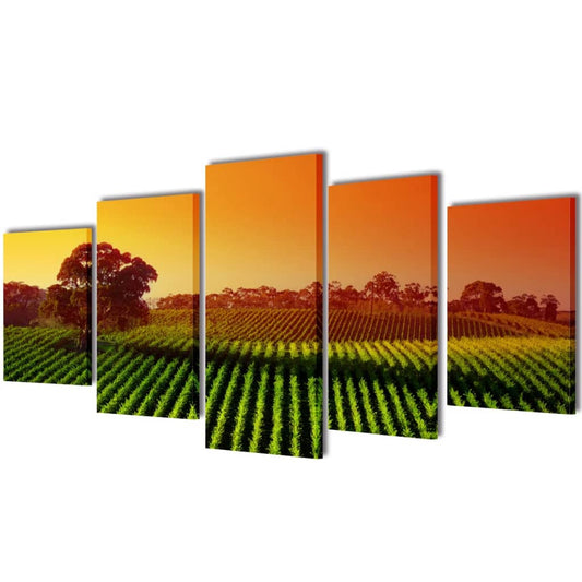 Canvas Wall Print Set Fields 100 x 50 cm