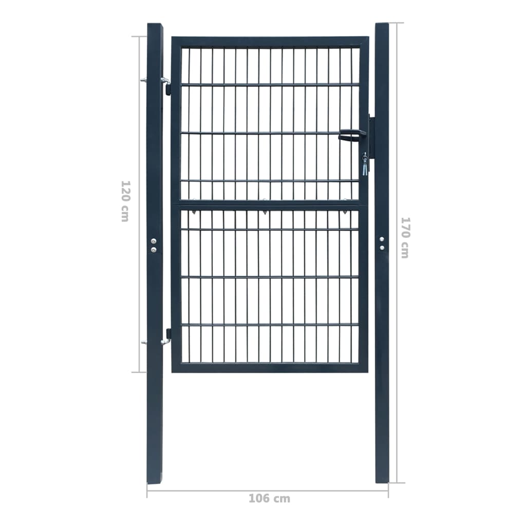 2D Fence Gate (Single) Anthracite Grey 100x120 cm