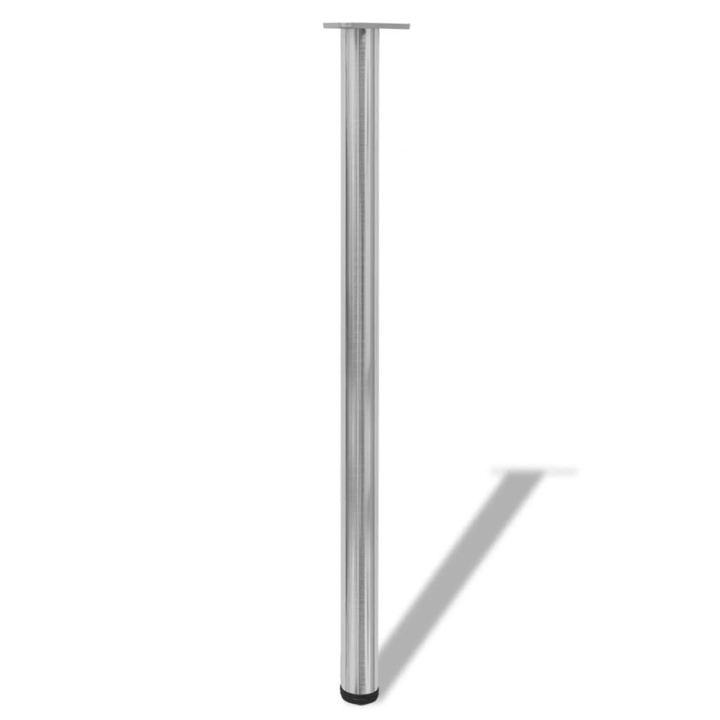 4 Height Adjustable Table Legs Brushed Nickel 1100 mm