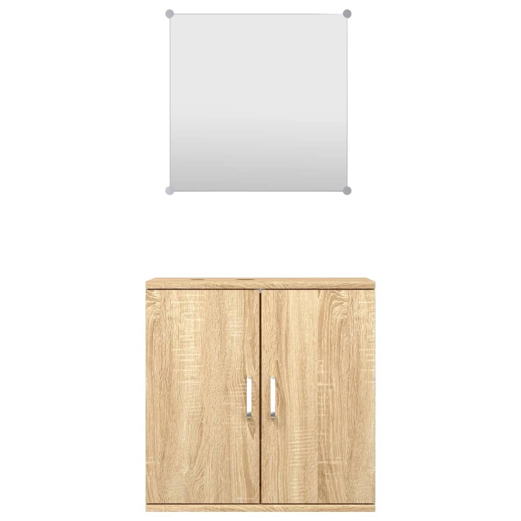 2 Piece Bathroom Furniture Set Oak Engineered Wood