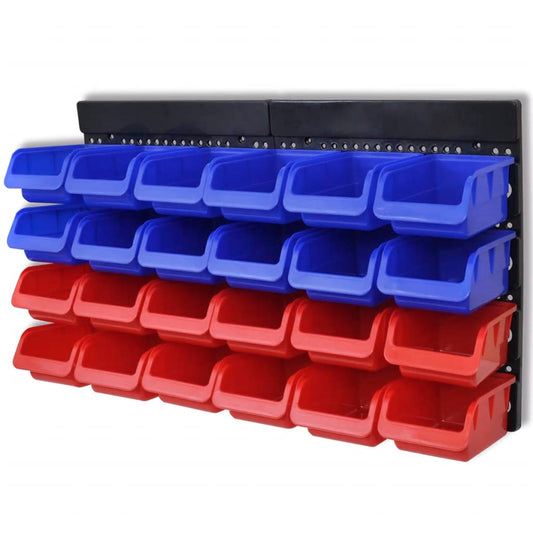 2 pcs Blue & Red Wall Mounted Garage Tool Organiser