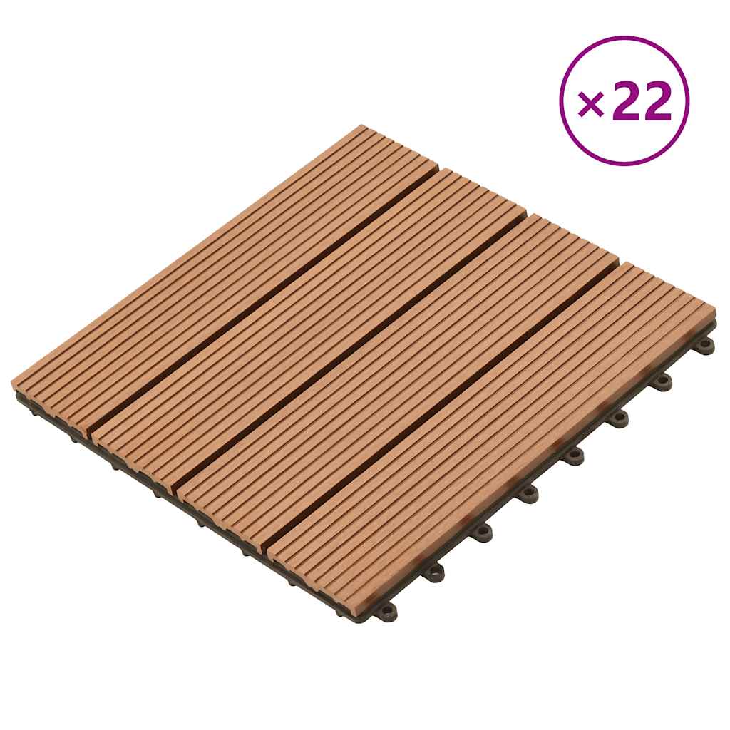 22 pcs Decking Tiles 30x30 cm 2 sqm WPC Dark Brown