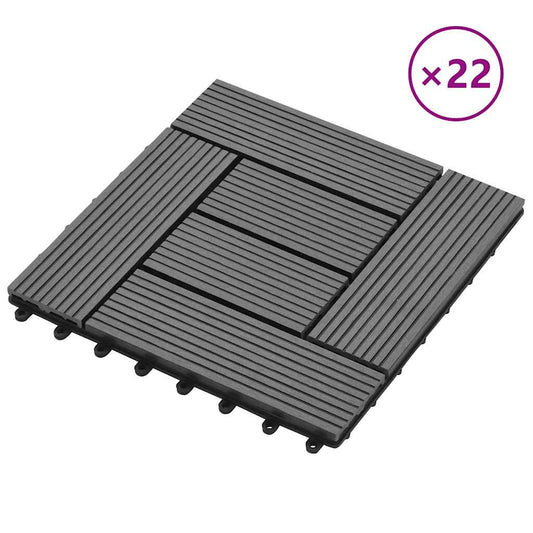 22 pcs Decking Tiles 30x30 cm 2 sqm WPC Grey