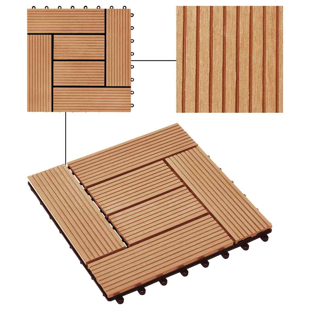 22 pcs Decking Tiles 30x30 cm 2 sqm WPC Teak Colour