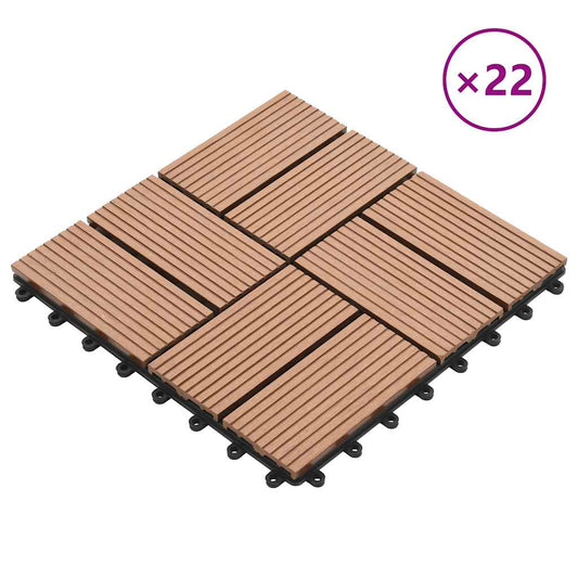 22 pcs Decking Tiles 30x30 cm 2 sqm WPC Brown