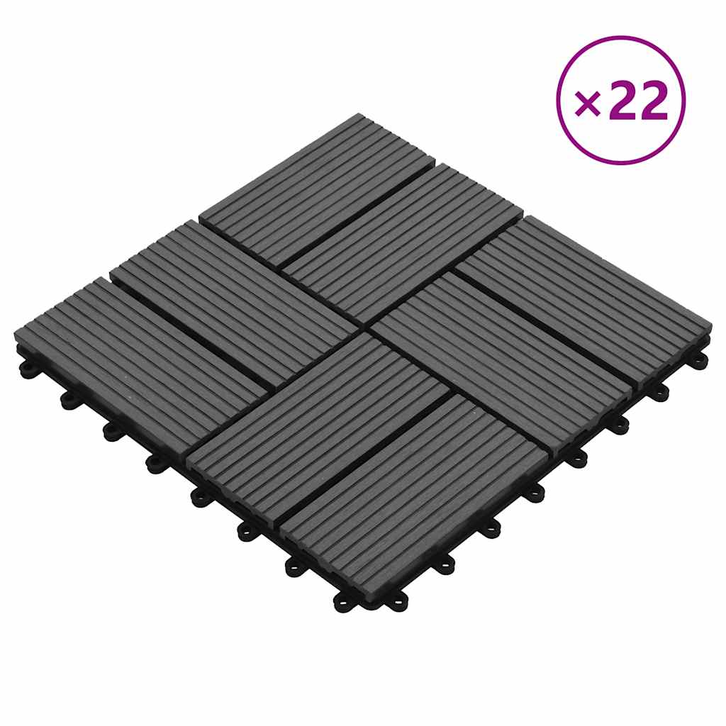 22 pcs Decking Tiles 30x30 cm 2 sqm WPC Grey