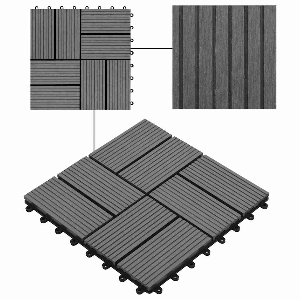 22 pcs Decking Tiles 30x30 cm 2 sqm WPC Grey