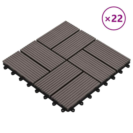 22 pcs Decking Tiles 30x30 cm 2 sqm WPC Dark Brown