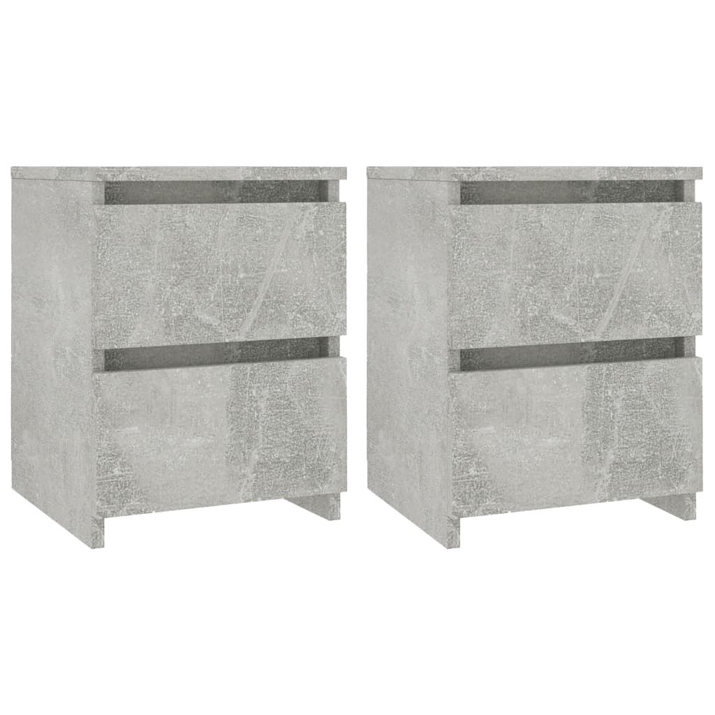 Bedside Cabinets 2 pcs Concrete Grey 30x30x40 cm Engineered Wood