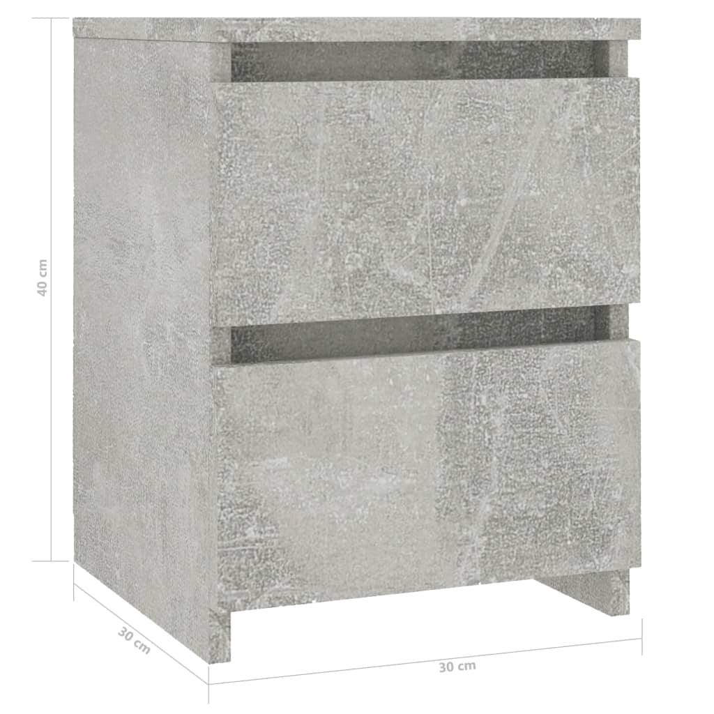 Bedside Cabinets 2 pcs Concrete Grey 30x30x40 cm Engineered Wood