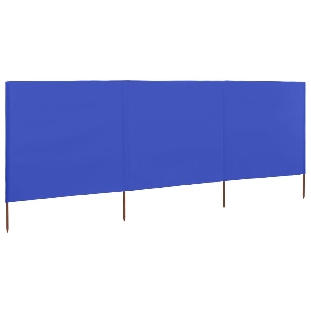 3-panel Wind Screen Fabric 400x80 cm Azure Blue