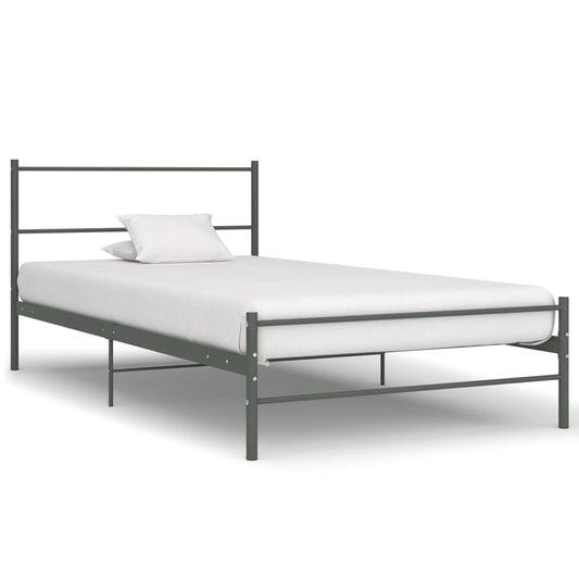 284685 vidaXL Bed Frame without Mattress Grey Metal 100x200 cm