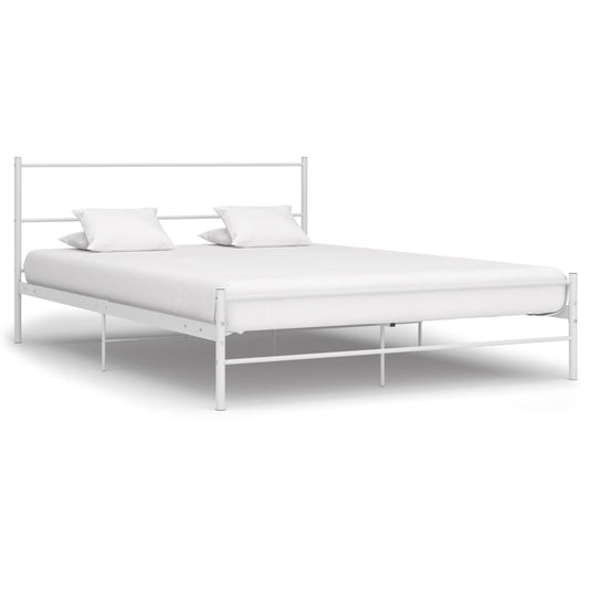 284695 vidaXL Bed Frame without Mattress White Metal 140x200 cm