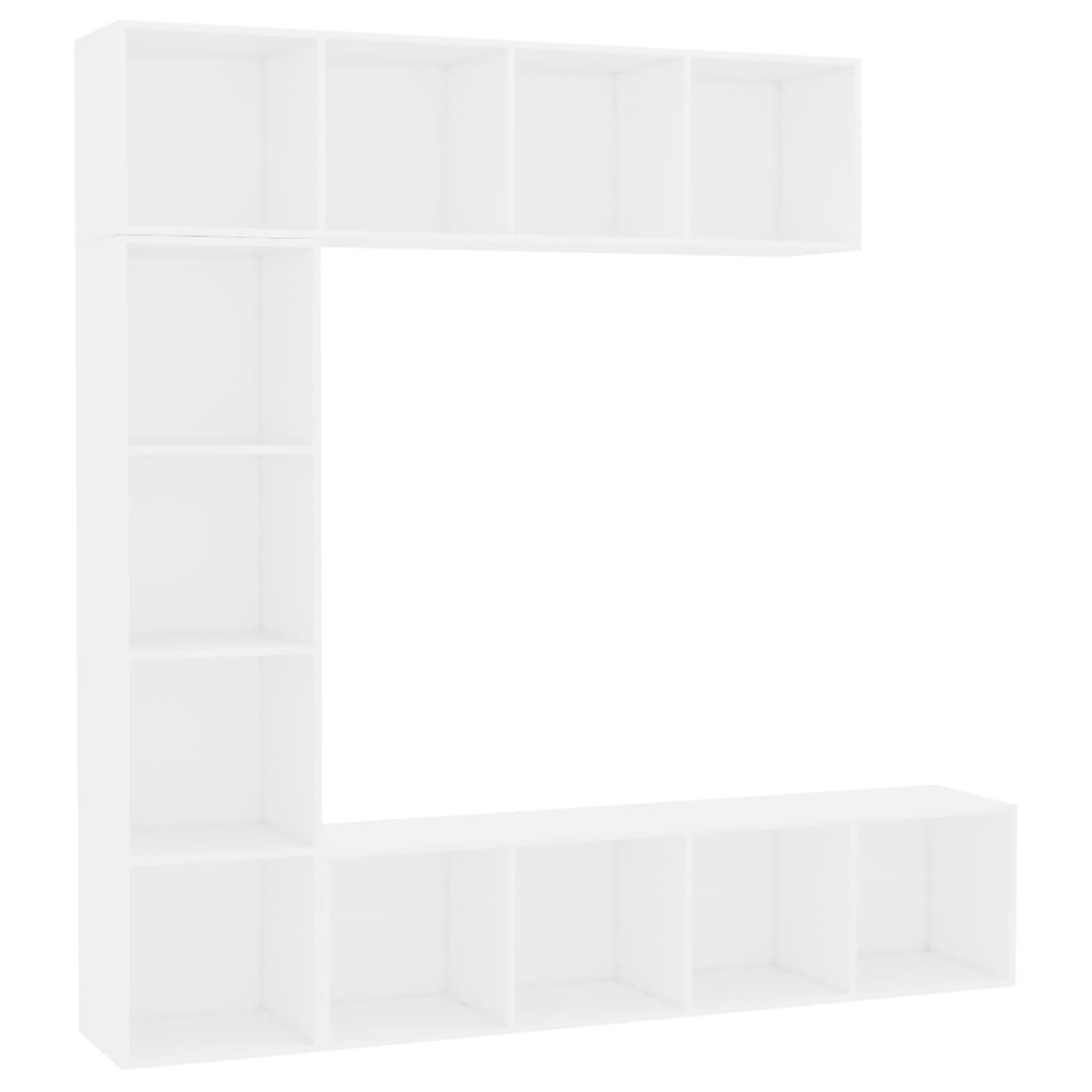 3 Piece Book/TV Cabinet Set White 180x30x180 cm