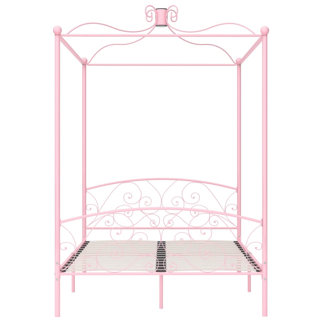 284488 vidaXL Canopy Bed Frame without Mattress Pink Metal 120x200 cm
